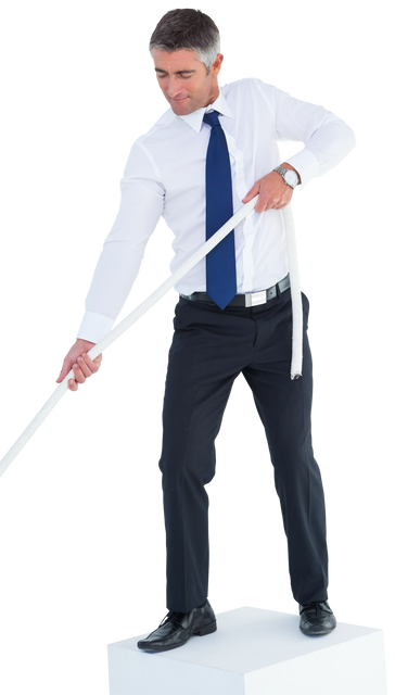 Focused Businessman In Formal Attire Pulling Rope Transparent Background - Download Free Stock Videos Pikwizard.com