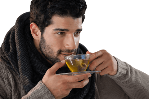 thoughtful man drinking lemon tea transparent background - Download Free Stock Videos Pikwizard.com