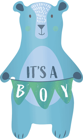 cute blue bear celebrating baby boy arrival with banner transparent - Download Free Stock Videos Pikwizard.com