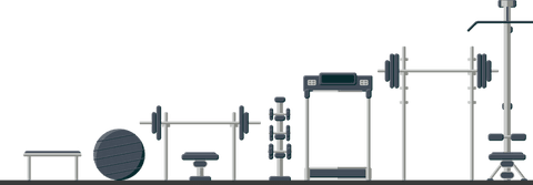 Flat design variety of gym equipment on transparent background