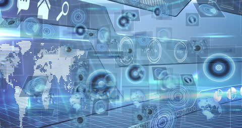 Futuristic Digital Interface with Data and Global Networks