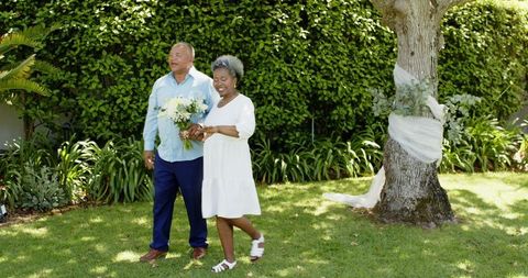 Senior Couple Celebrating Love with Garden Wedding