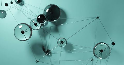 Abstract Digital Network with Transparent Spheres on Blue - Download Free Stock Images Pikwizard.com