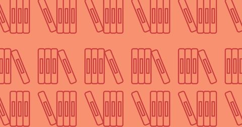 Seamless book outline pattern on red background for bibliophile concept