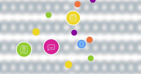 Colorful social media icons on abstract background