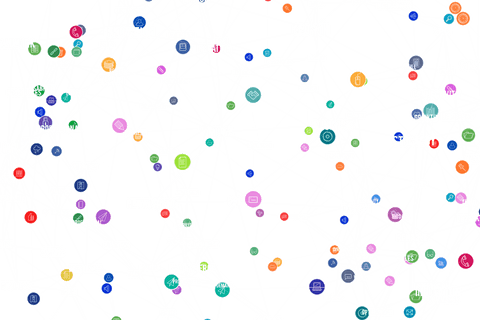 transparent digital network illustration with colored business icons - Download Free Stock Videos Pikwizard.com
