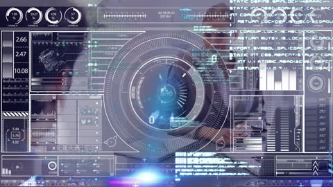 Futuristic Digital Interface with Data Analytics Elements