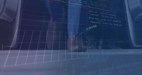 Digital Graph Overlay on Business Professionals Progressing