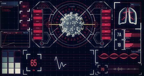 Digital analysis of coronavirus on futuristic interface