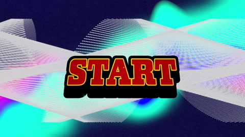 Digital Start Banner with Colorful Gradient Waves on Blue Background
