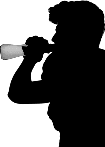 Silhouette of man on transparent background in active pose