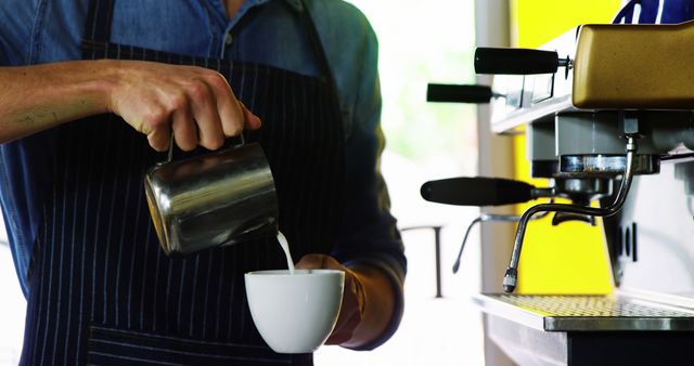 Barista Making Cappuccino in Coffee Shop - Download Free Stock Images Pikwizard.com