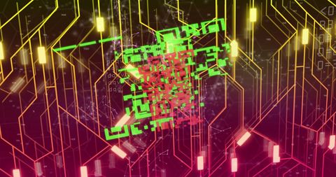 Abstract QR Code with Neon Data Flow in Digital Environment - Download Free Stock Images Pikwizard.com