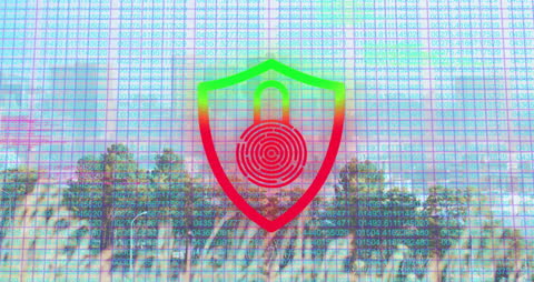 Cityscape Security Digital Interface with Overlay Elements