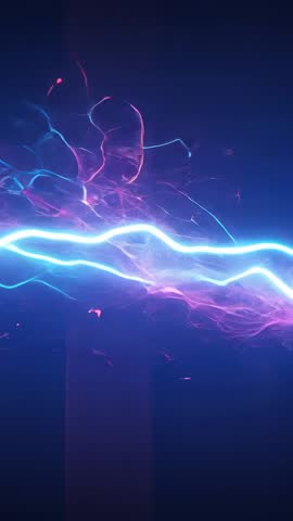 Pulsing Neon Energy Wave Flowing Through Dark Space Vertical Looping Abstract Video