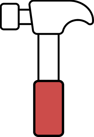 Flat design hammer tool on transparent background icon