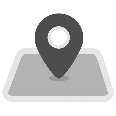 Minimalist grey destination pin on transparent background