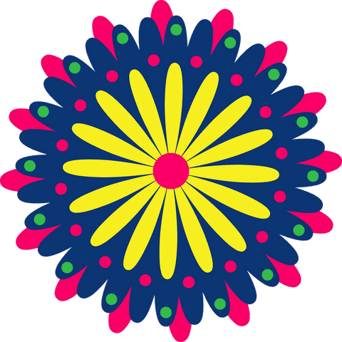 Vibrant geometric mandala on transparent background