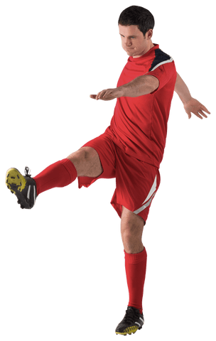 Transparent Soccer Player in Red Kit Kicking Ball