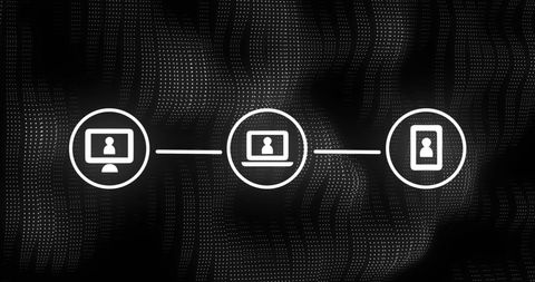 Digital Network Icons on Abstract Dark Background - Download Free Stock Images Pikwizard.com