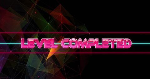 Neon Level Completed with Futuristic Mesh and Cyber Theme