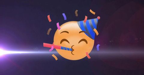 Celebratory Emoji with Party Elements and Vibrant Design