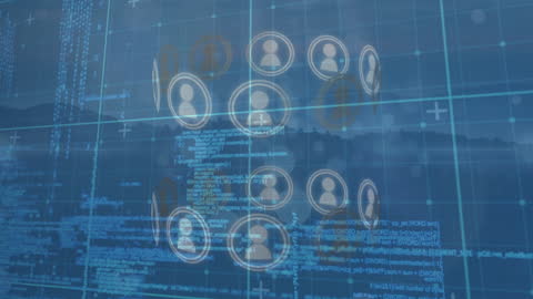 Digital Network Interfaces Overlaid on Scenic Landscape