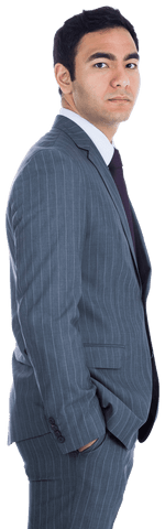 Transparent Image of Biracial Businessman in Formal Suit