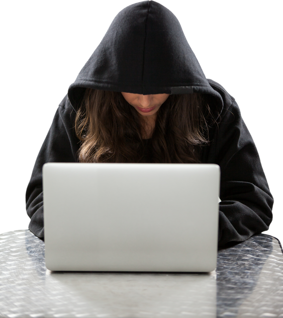 Female Hacker Using Laptop in Black Hoodie - Download Free Stock Videos Pikwizard.com