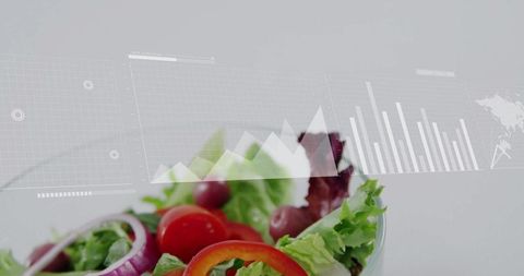 Digital Food Analysis with Fresh Vegetables and Data Graphics
