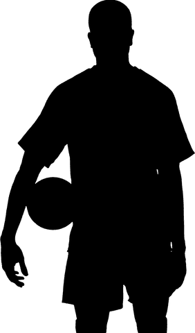Transparent Silhouette of Footballer Stancing with Ball PNG