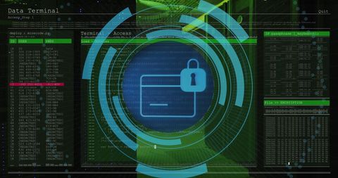 Digital Security Interface with Padlock on Data Screen - Download Free Stock Images Pikwizard.com