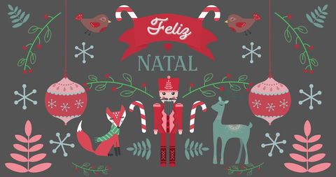 Festive Christmas Celebration Design with Cute Animals