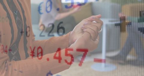Businesswoman Disinfecting Hands with Global Finance Overlay - Download Free Stock Images Pikwizard.com