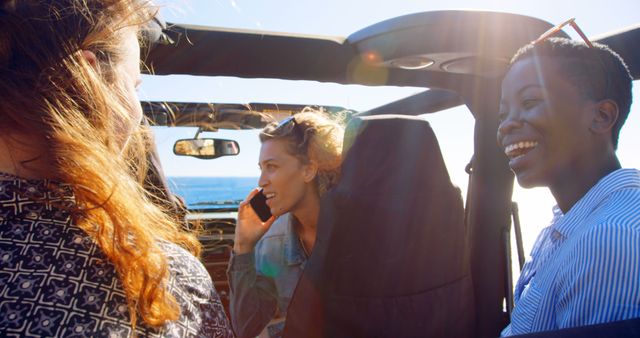 Friends on a Road Trip Laughing and Enjoying Scenic Views - Download Free Stock Images Pikwizard.com