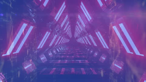 Futuristic Digital Tunnel with Neon Geometric Shapes