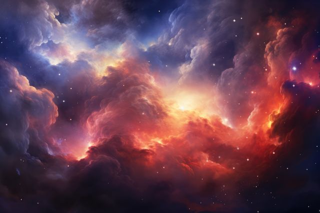 Majestic Cosmic Nebula with Colorful Illuminated Clouds - Download Free Stock Photos Pikwizard.com