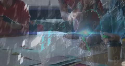 Coworkers Collaborating on Business Analytics with Digital Graph Overlays