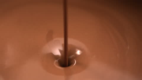 Smooth Liquid Chocolate Flowing in Slow Motion