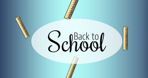 Inspirational back to school with rulers on blue background
