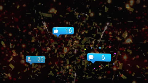 Social Media Icons and Confetti Celebration Animation