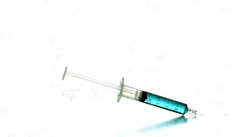 Syringe with Liquid on Mathematical Equation Background