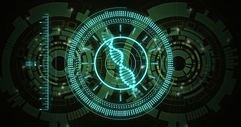 Futuristic DNA Strand and Digital Interface Concept - Download Free Stock Images Pikwizard.com