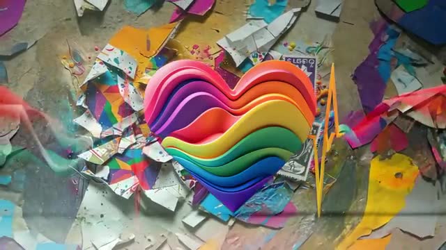 Vibrant Rainbow Heart Expressive and Symbolic Artwork