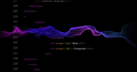 HTML Code with Colorful Wave Animation Art