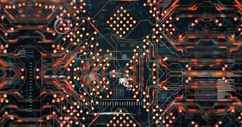 Abstract Circuit Board with Digital Data Flow - Download Free Stock Images Pikwizard.com