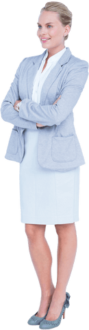 Confident Businesswoman Standing with Crossed Arms Transparent Background