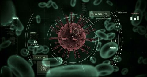 Abstract Visualization of Virus Cells Amid Red Blood Cells - Download Free Stock Images Pikwizard.com