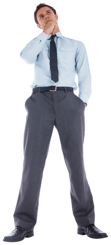 Transparent Background Thoughtful Businessman Wearing Formal Attire