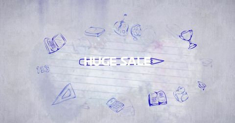 School Items Illustrated with Huge Sale Announcement - Download Free Stock Images Pikwizard.com